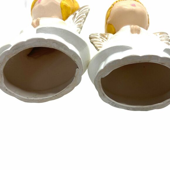 Choir Angels Singing Boy Girl Retro Figurines Hand Painted Kitsch Vintage 1972 - Picture 4 of 15